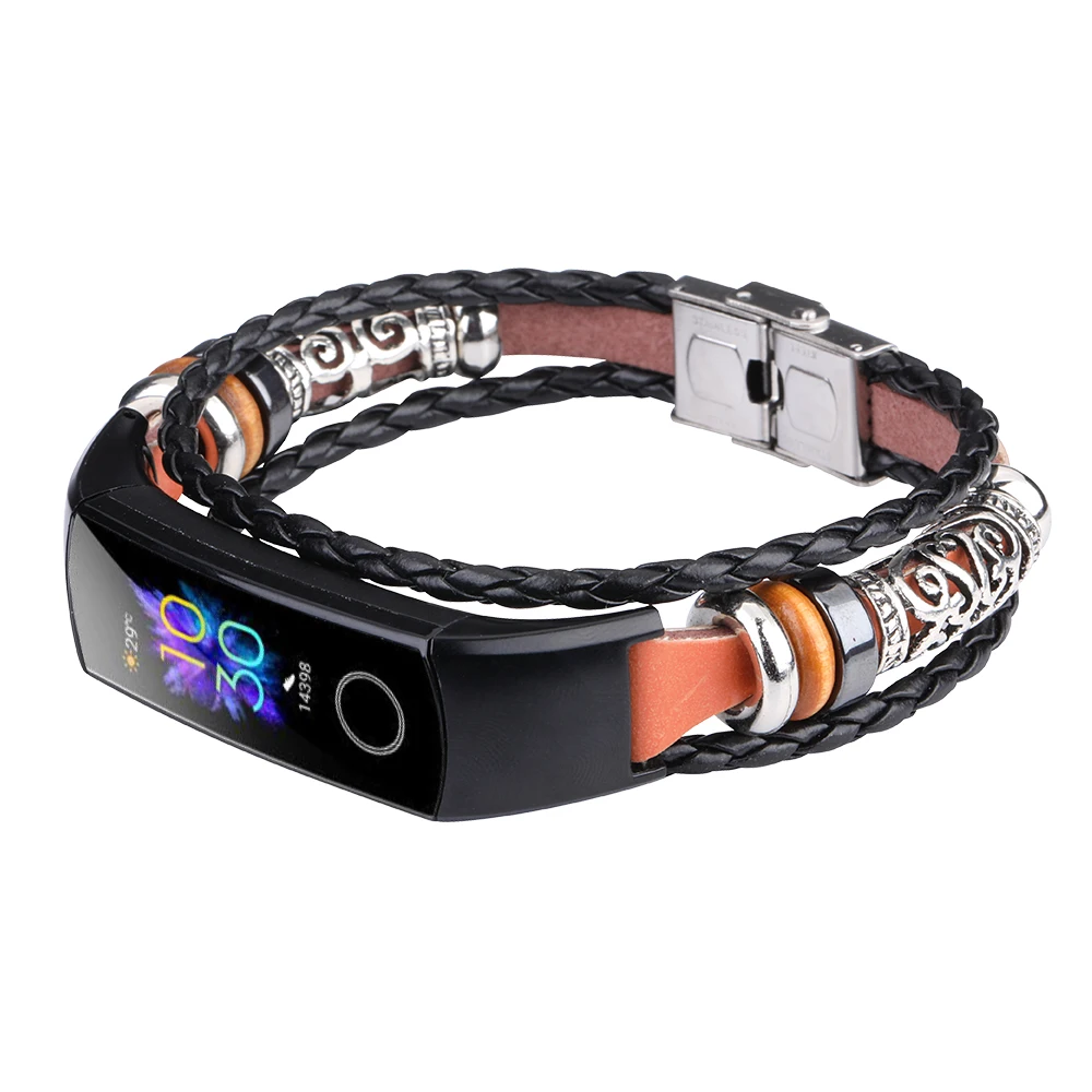 Ремешок кожаный для Huawei Honor Band 5 4 винтажный спортивный браслет смарт-часов