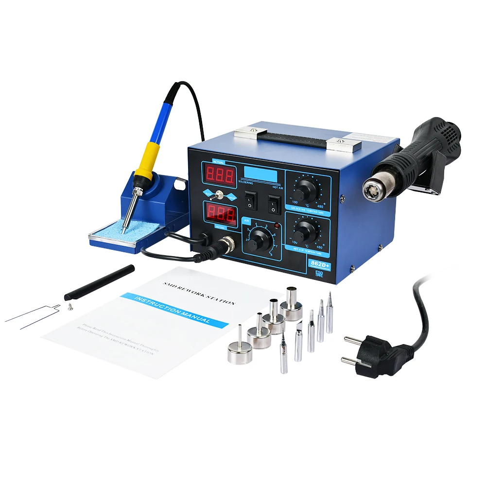 В наличии ЕС 862D + паяльная станция 230 в 300 Вт Держатель горячего воздуха для утюга 5