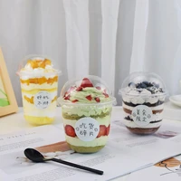 50pcs creative baking dessert cake tiramisu packaging box ice cream cup transparent disposable milk tea juice yogurt plastic cup