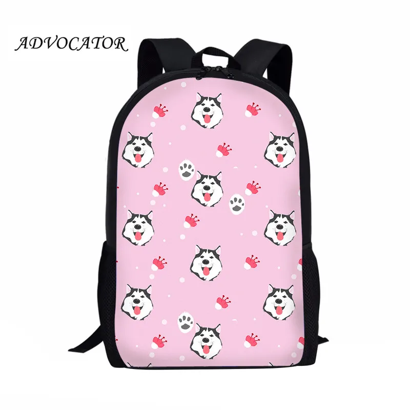 Cartoon Husky Printing School Bag Girls Bookbag Children Kids School Bags College Girls Students Shoulders Bags Plecak Szkolny