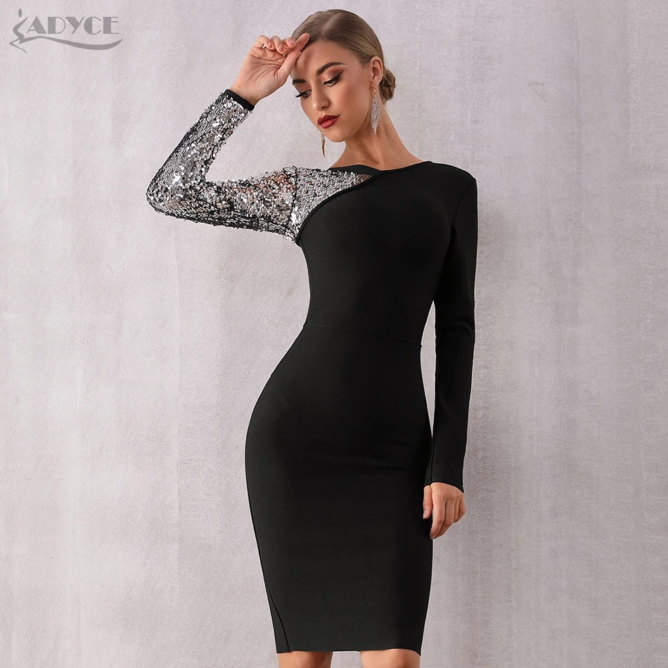 Adyce 2019 новые платья с блестками Bodycon бандажные женские сексуальные длинным
