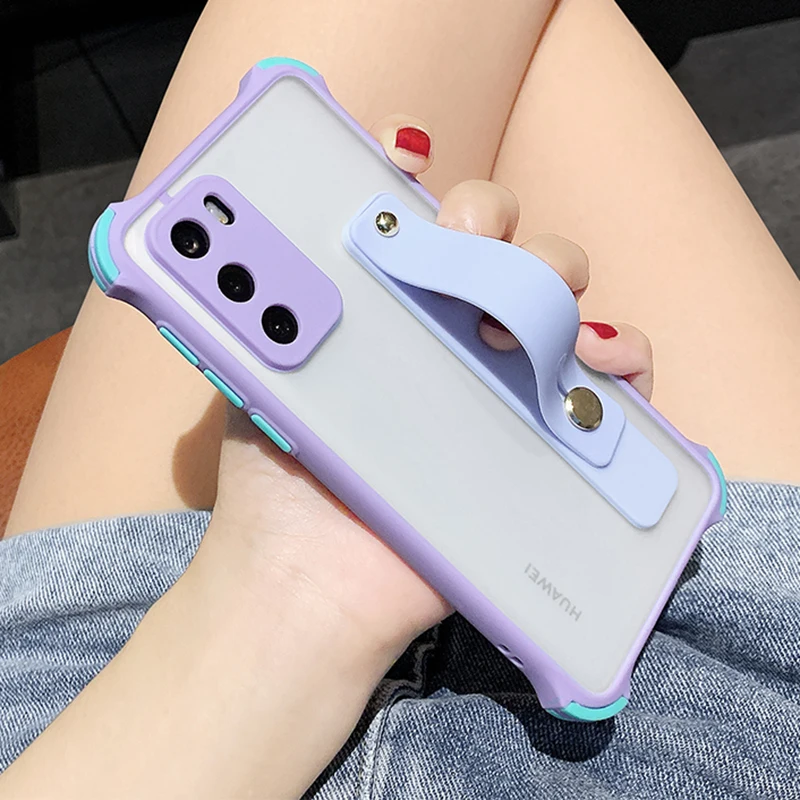 

LOVECOM Matte Stand Holder Clear Phone Case For Samsung S21 S10 S9 S8 Plus S20 FE A52 A72 A32 A51 A71 M51 Note 20 10 Plus Cover