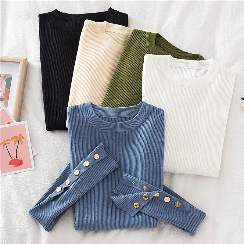 Женский вязаный свитер Повседневный с вырезом BVPK в Корейском стиле 2021 | Женская