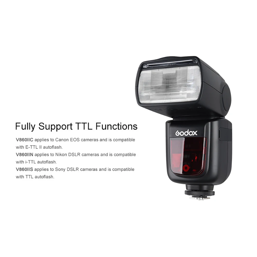 Godox V860II Camera Flash GN60 HSS TTL Speedlite Flashlight for Canon Nikon Sony Olympus Fujifilm Synchronizer on-camera flash |