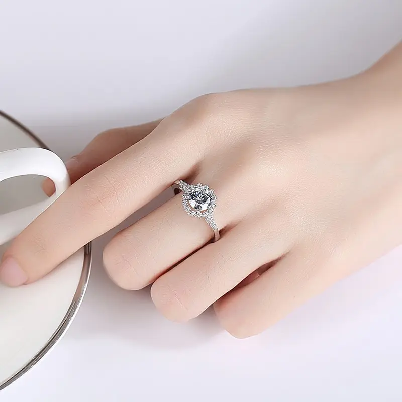 

Jazaz 1 Carat Lab Grown Moissanite Wedding Rings Women Top Quality 100% 925 Sterling Silver Anniversary Party Fine Jewelry B0603