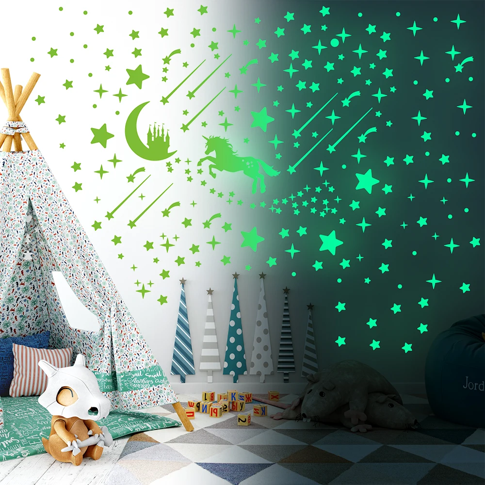 

3619 Luminous Unicorn Castle Bedroom Children's Room Home Decoration Wall Stickers Removable