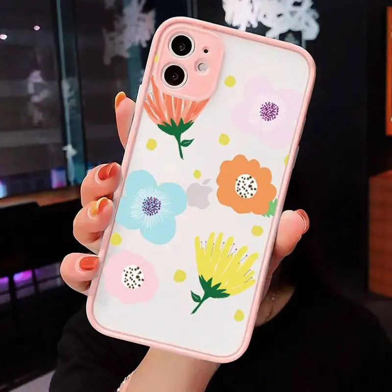 

Pretty art Flower design pattern Phone Case matte transparent For iphone 7 8 11 12 plus mini x xs xr pro max cover