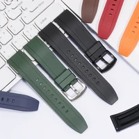 fluoro rubber watch strap18mm 20mm 22mm 24mm sport watchband black green wristband with quick release spring bar