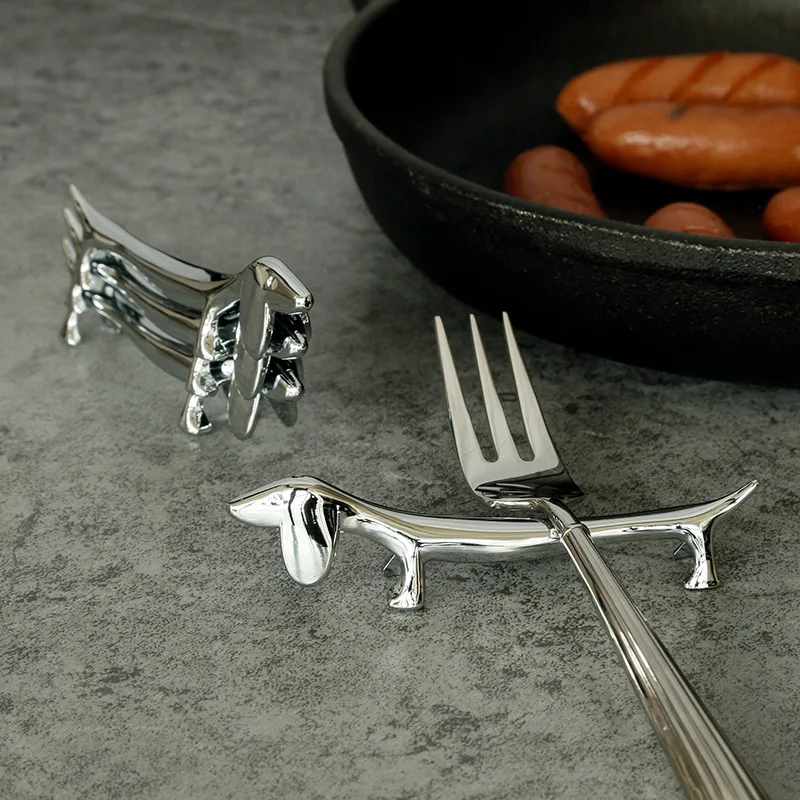 

Dog Shape Chopstick Rest Rack Stand Stainless Steel Spoon Fork Holder