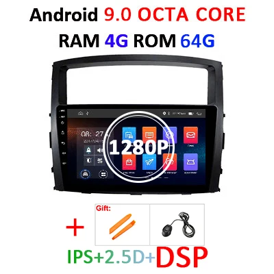 DSP ips 4G 64G Android 9,0 gps радио для Mitsubishi Pajero V97 V93 2006- Мультимедиа Навигация стерео аудио головное устройство без DVD - Цвет: 4G64GDSP 1280 no CAN