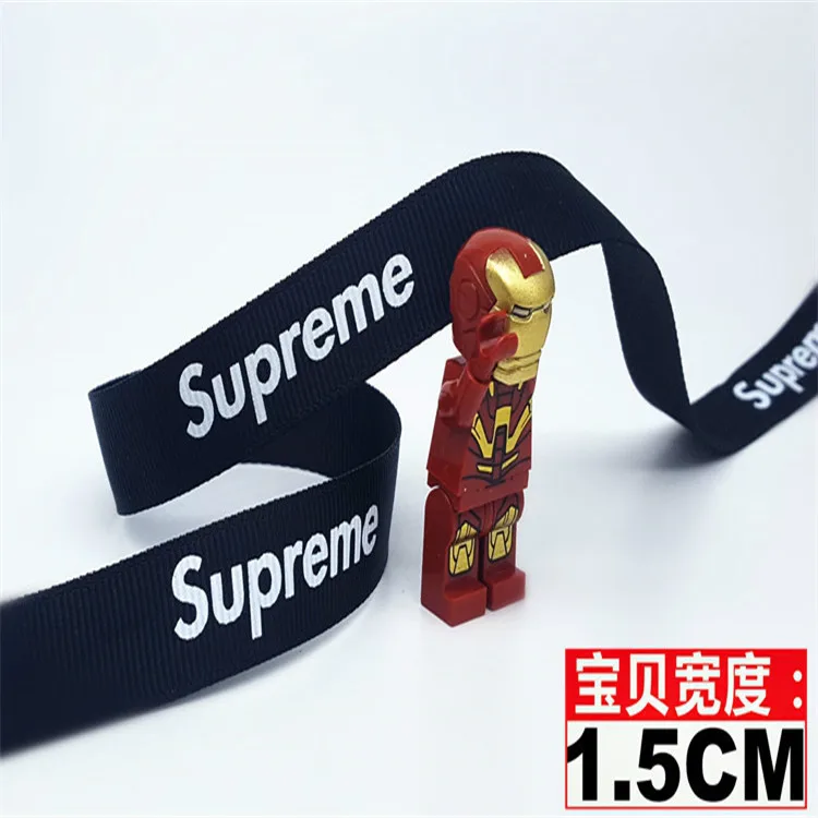 1.5cm sup black 2 метра английские буквы, лента, ленточный ремень, используемый для одежды, сумки, головные уборы, шляпа, есть другой знак, символ, лента DIY ручной работы - Цвет: 1.5cm sup black