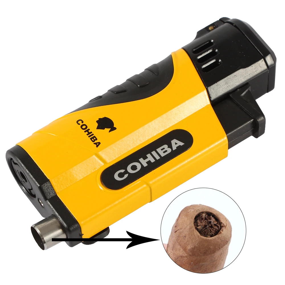 Мини-фонарь COHIBA зажигалка для сигар металлическая ветрозащитная заправка