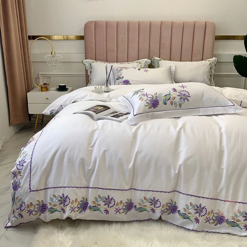 

Egyptian Cotton White Bedding Set Luxury Queen King size Bed set Duvet Cover Bed Sheet spread Fit sheet set parure de lit