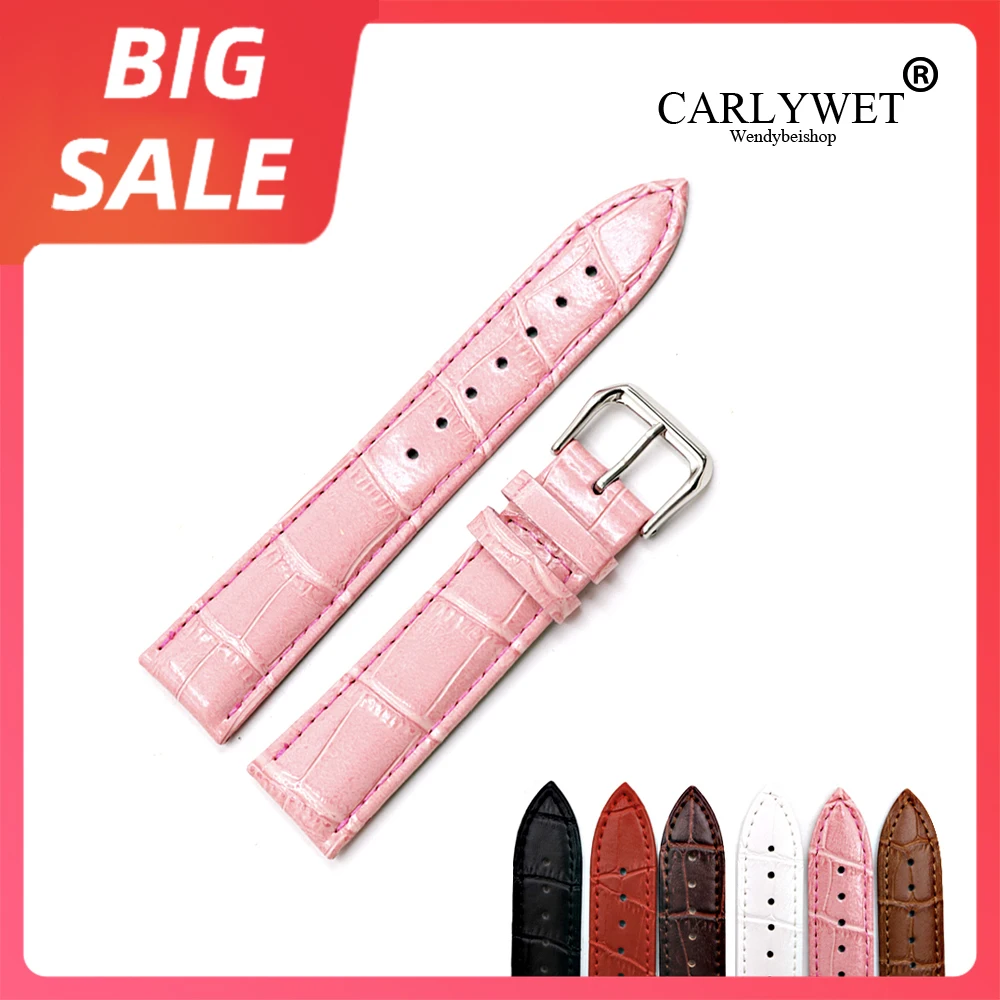 

CARLYWET 12 14 16 18 20 22 24mm Luxury Red Real Calf Leather Classic Alligator Grain Watch Band For Diesel Rolex Tudor Seiko IWC