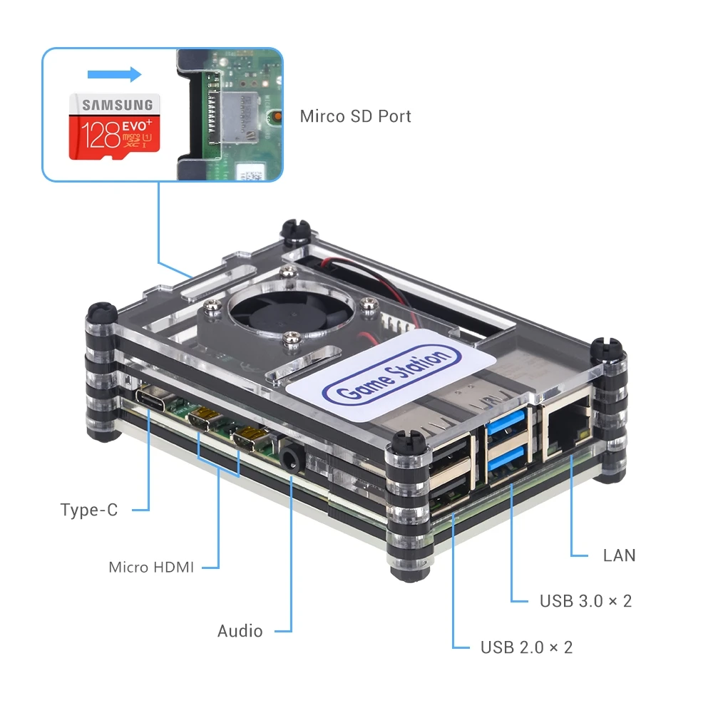 Новая эмуляционная станция ES 128G Raspberry Pi 4B 14000 + игры в 1 аркадная игровая консоль