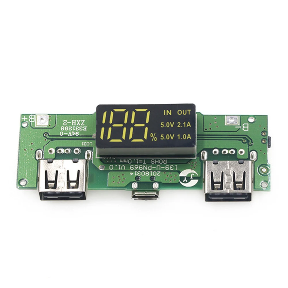 Литий Батарея Зарядное устройство доска светодиодный двойной USB 5V 2.4A Micro/Тип с