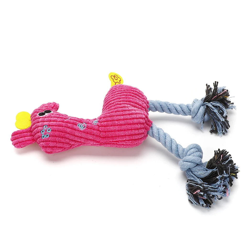 1PCS Pet Toy Cute Cartoon Plush Deer Shape Teething Squeaky Cat Chew Dog Sound Funny Interactive | Дом и сад