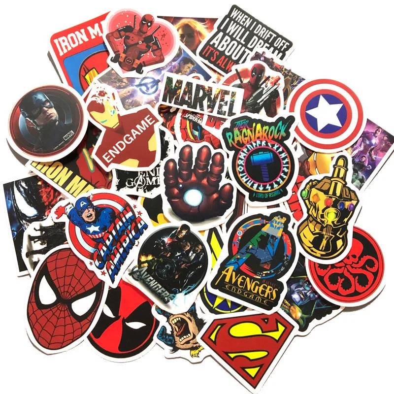 The Marvel Hero Stickers Bedroom Decor Wall Skateboard Luggage Guitar Laptop Motocycle Bumper Car Phone Graffiti PVC | Дом и сад
