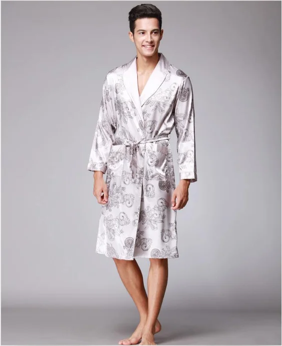 Лидер продаж мужской модный свободный халат с принтом дракона мягкий атласный