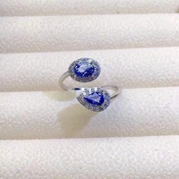 design style tanzanite silver ring for daily wear 4mm6mm vvs grade natural tanzanite ring 925 silver size adjustable ring
