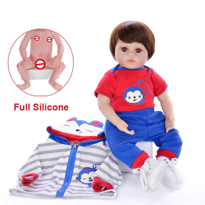 DollMai 18 &quotполный силиконовый винил Reborn Baby куклы для детей подарок на день рождения