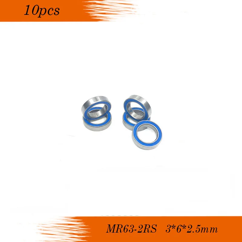 10 шт. MR63 2RS ABEC 5 3*6*2 мм Миниатюрные шарикоподшипники MR63RS Z L630 синий резиновый