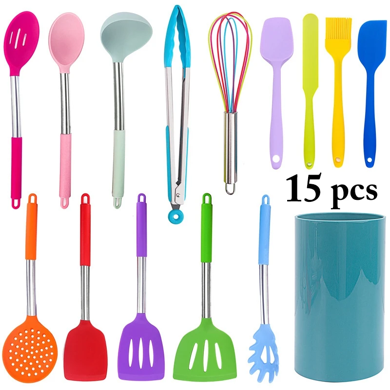 Набор кухонной утвари 15 шт. силиконовый скребок для смешивания теста шпатель