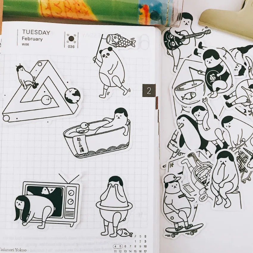 21 шт. черно белая наклейка с иллюстрациями s ремесла и скрапбукинга книги