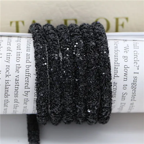 Black 6 мм красочные мягкие трубки шнур Gillter блесток Веревка DIY ремесла для сумки одежды вечерние украшения заколки украшения 1 метр - Color: Black