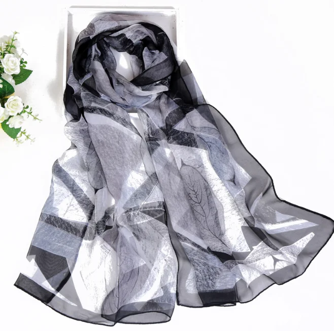 2020 новый лист печати жоржет шифон шарф Шелковый квадратный хиджаб крутой женский