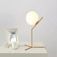 modern style gold metal table lamp milky glass ball cafe decoration light studio light bedroom lamp free shipping