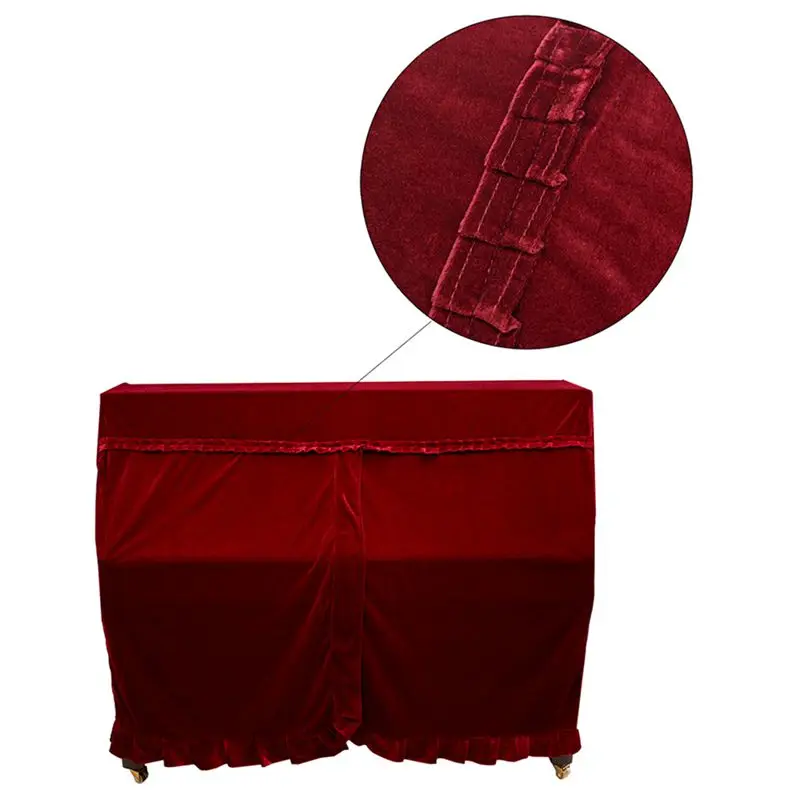 

Practical Full Piano Cover pleuche Decorated with Macrame for Universal Upright Vertical Piano Red