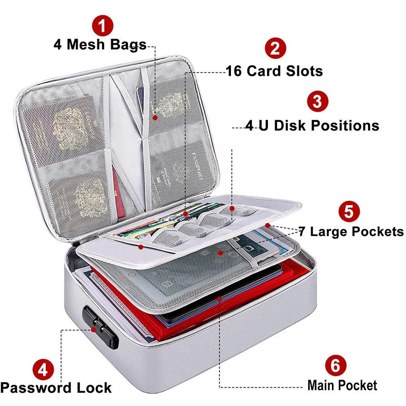 

New coming New coming Fireproof File Bag Adjustable And Carry Traveled Travel Money Bag Household articles Household articles