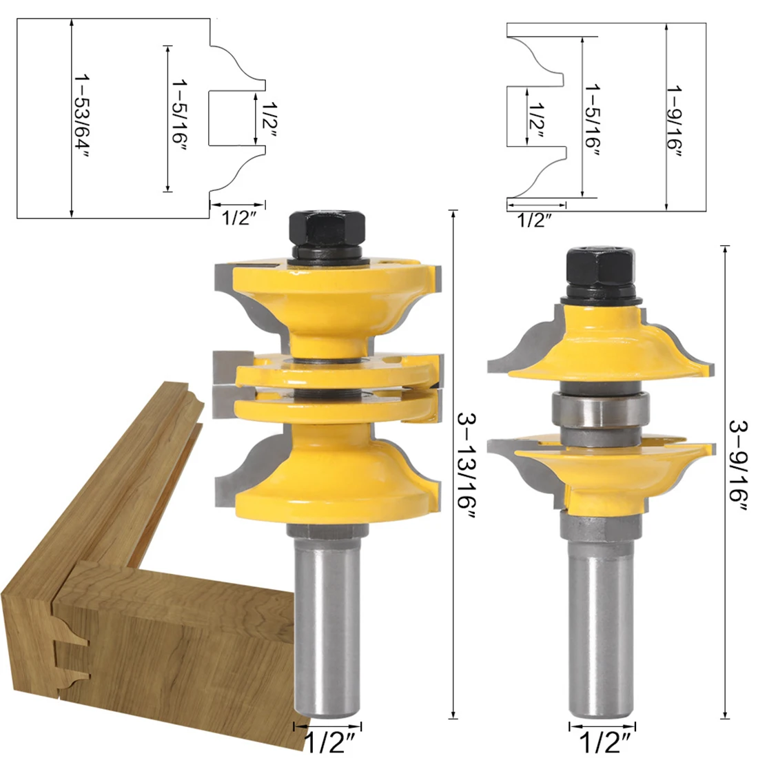 

Woodworking Router Bits Yellow Cutting Trimming Shaping Tool Parts Kit