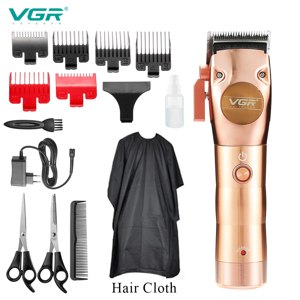 

VGR Electric Clippers Full Metal Hair Clipper Rechargeable Hair Cutte Barber Oil Head Push Electric Hair Trimmer Kit Machine