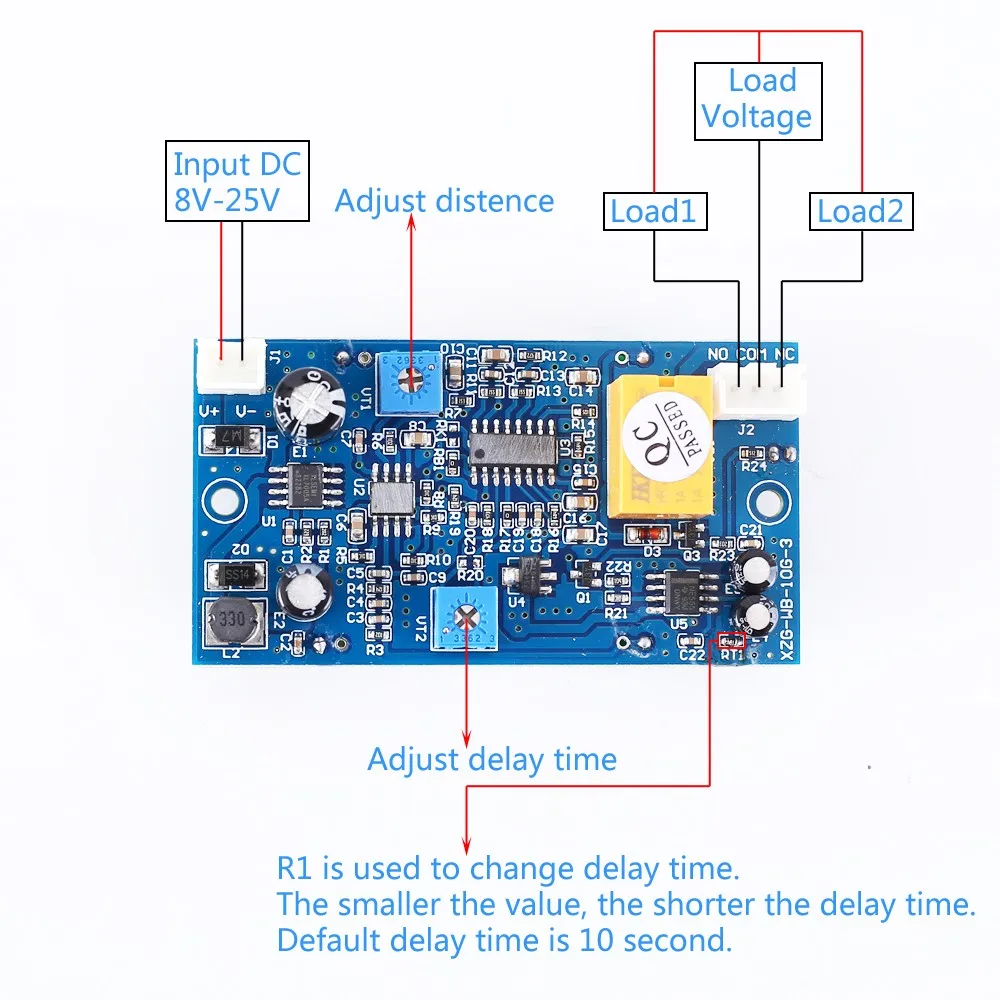 Microwave Radar Sensor Module 20W Voltage Output Switch Controller 5.8GHz DC 3.3V 5V 9V 12V 24V