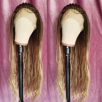 134 long box braided wig synthetic lace front wigs for black women 26 inches blondebrownblackombre color box braids hair