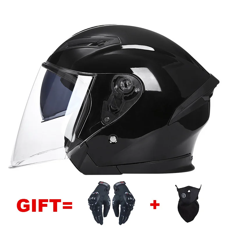 

2022 New DOT Approved Free Shipping Open Half Face Motorcycle Helmet Dual Lens Double Visors Motorbike Helmet Capacet Adults