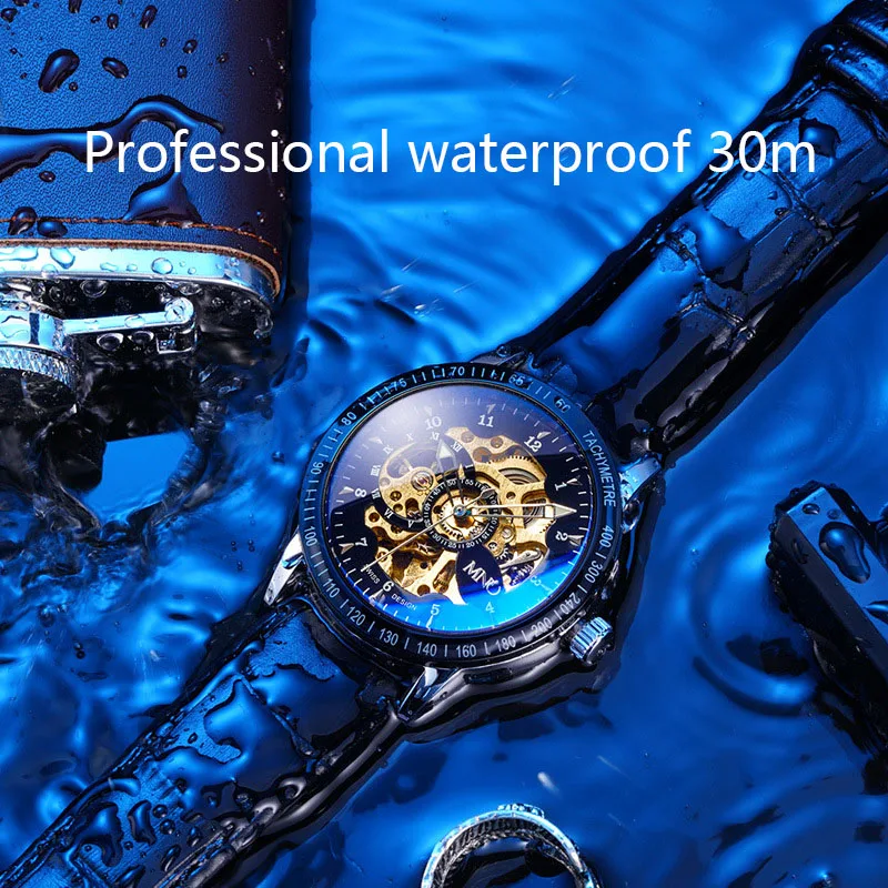 

Hot selling men's mechanical watch fashion hollow through the bottom watch casual men's business automatic waterproof watch gift