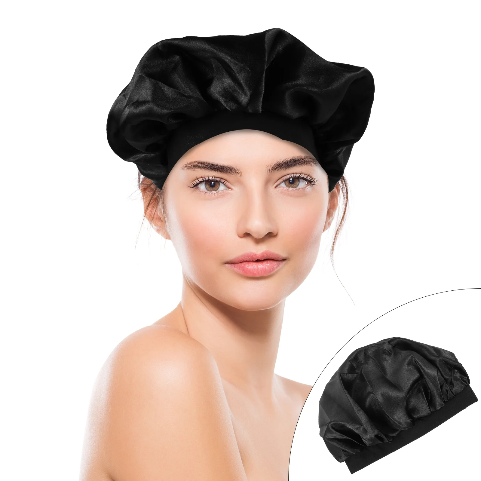 

2pcs Bonnet Sleeping Caps Hair Protection Hats Wide Rim Hat Hair Accessories