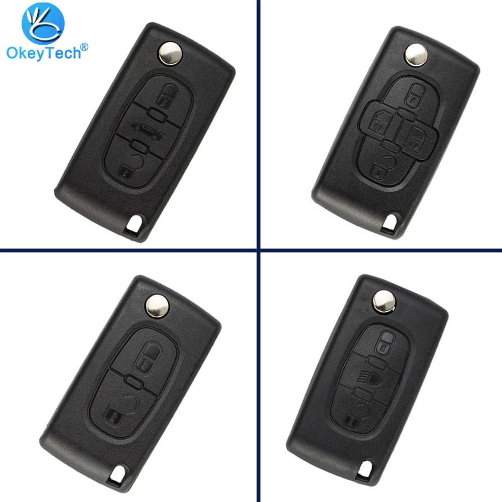 OkeyTech 2 3 4 кнопки дистанционного автомобиля ключ для Peugeot 207 307 308 407 Citroen C2 C3 C4 C5