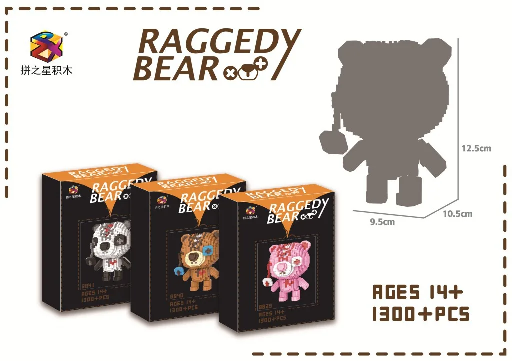 

PZX Diamond Particle Building Blocks Assembled Children's Creative Toys Cute Bear Series Toys for Children Gifts