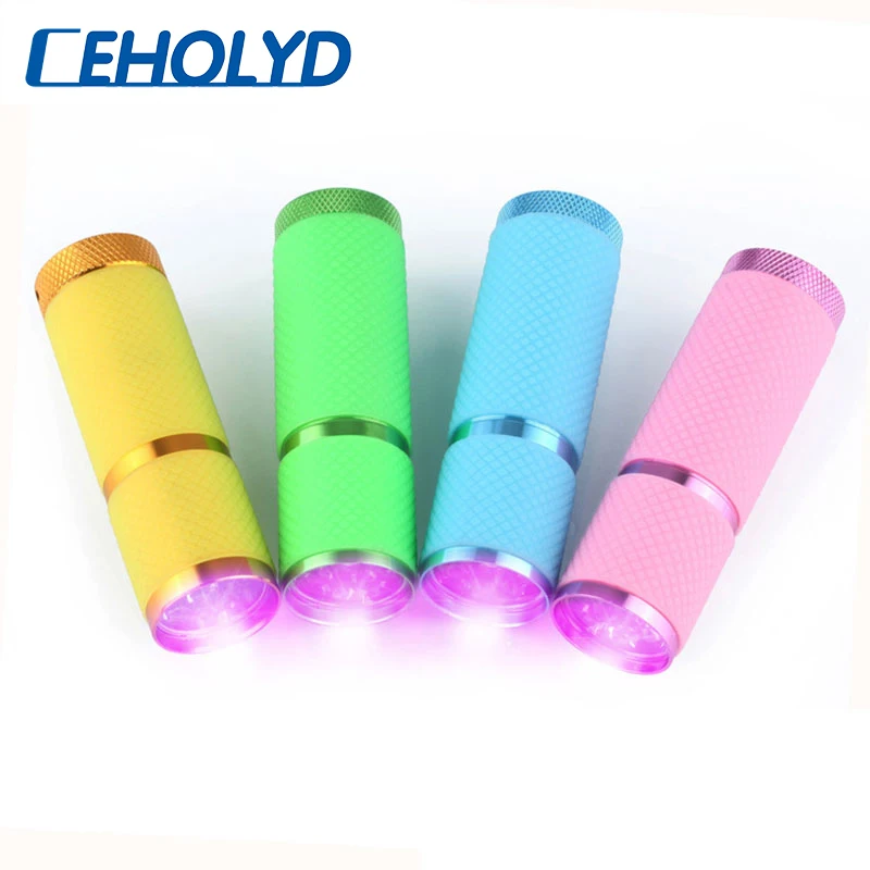

UV Portable Flashlight 9 Led Flash Lamp Curing Glue LED Torch Light Currency Detector To Detect Fluorescent agent
