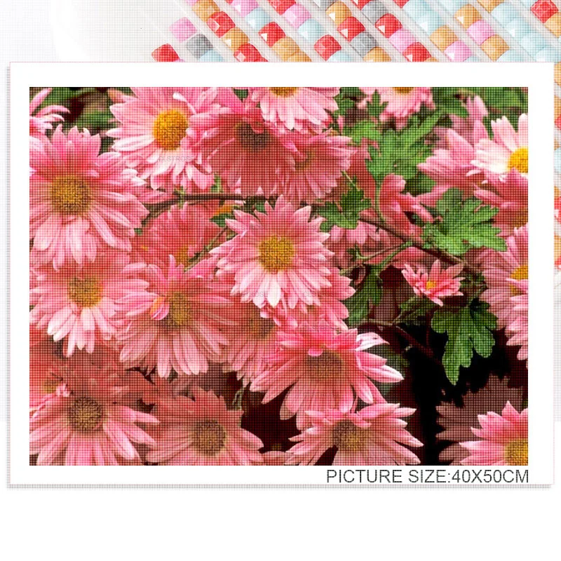 

Contemporary Acrylic Material Diy Diamond Painting Grass In Bright Chrysanthemum Pattern Square Round Diamond Living Room