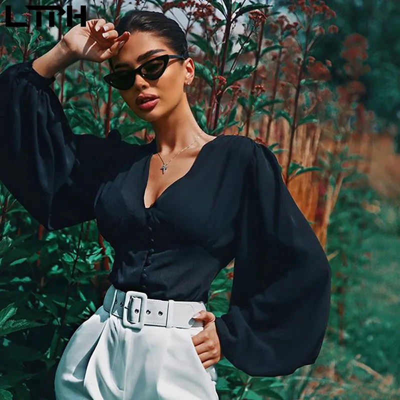 LTPH 2020 горячая распродажа Осенние новые женские рубашки сексуальные с глубоким v