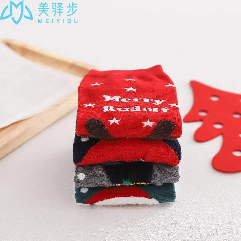 12 Pairs Per Set Socks Christmas Lovely Women Socks Personality Three-dimensional Cotton Boat Socks Red Socks Wholesale