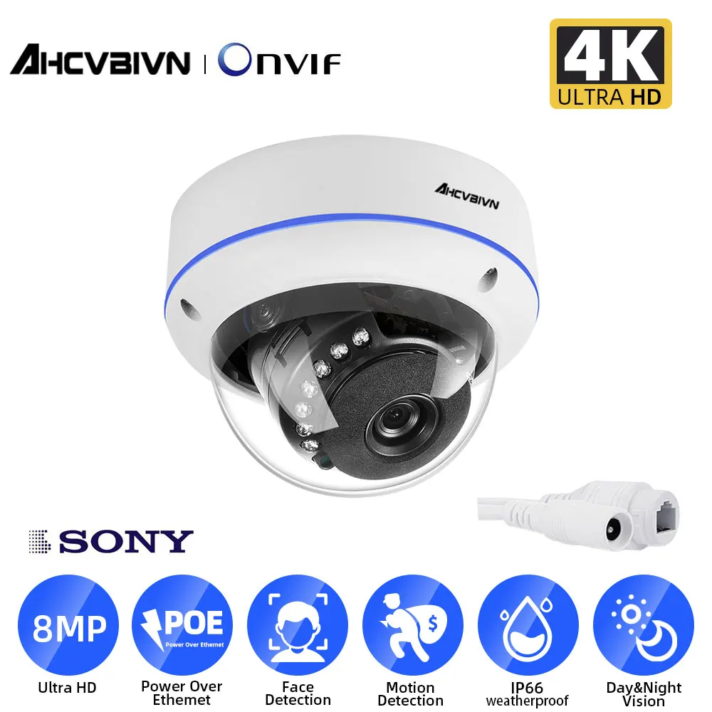 

AHCVBIVN 4K IP Face detection Camera Audio POE Camera Surveillance Security CCTV Video Outdoor Waterproof IR Night Vision Onvif