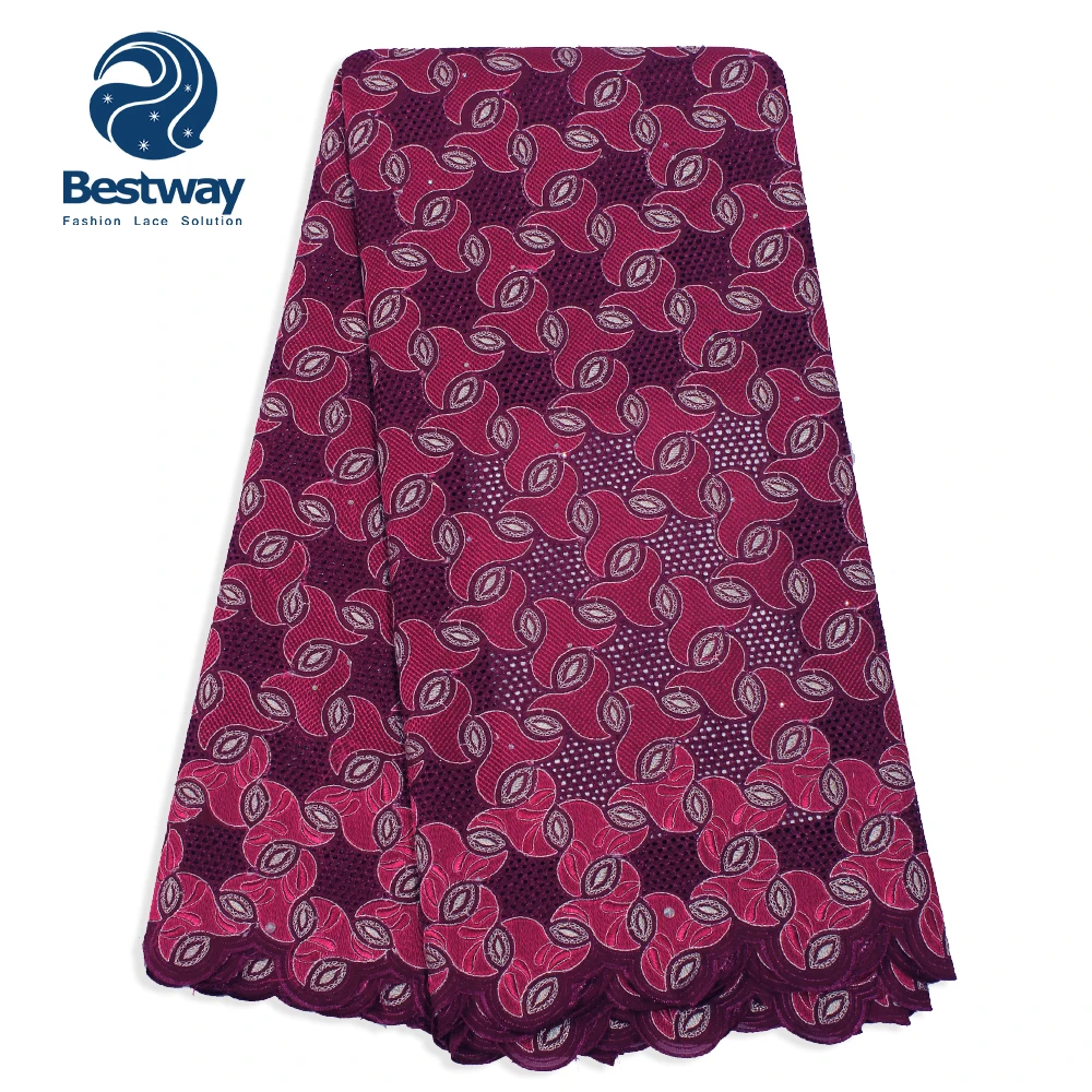 Bestway африканская швейцарская вуаль кружево ткань Стразы высокое качество