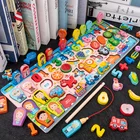 Деревянные 3d-блоки, для детей, Монтессори, магнитная, для рыбалки, настольная игра с цифрами, буквами, совпадающие блоки, Детская обучающая игрушка, подарок