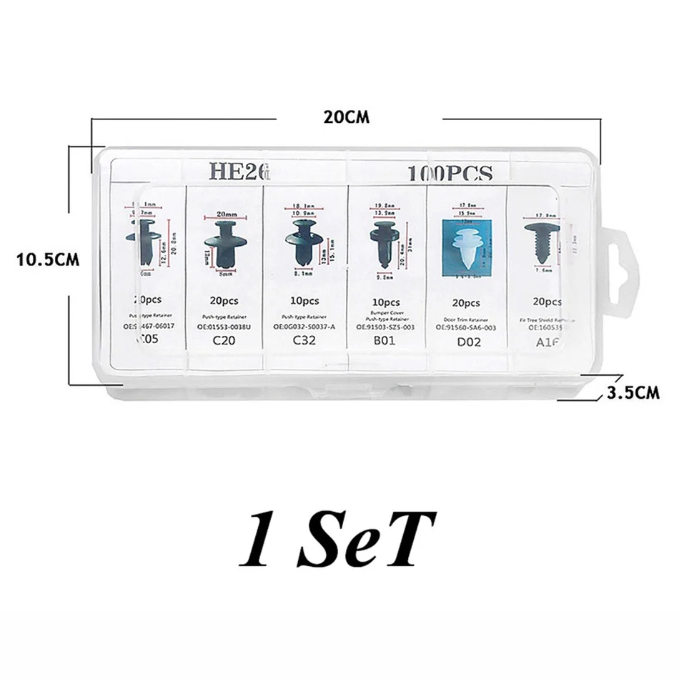 6 размеров/100 шт. клипсы для крепления автомобиля инструмент ремонта кузова